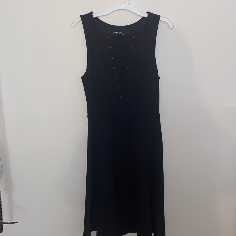 Express fit and flare black dress
